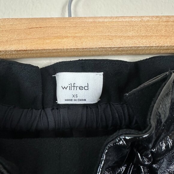 Wilfred Women's Pants Trousers Jive High Rise Faux Leather Shiny Black XS NWT - Picture 2 of 5